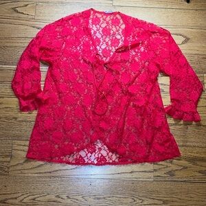 Intimate Attitudes Red Lace Vintage Glam Lingerie Cover Up J